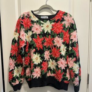 Hand knitted Vibrant Floral Knit Sweater